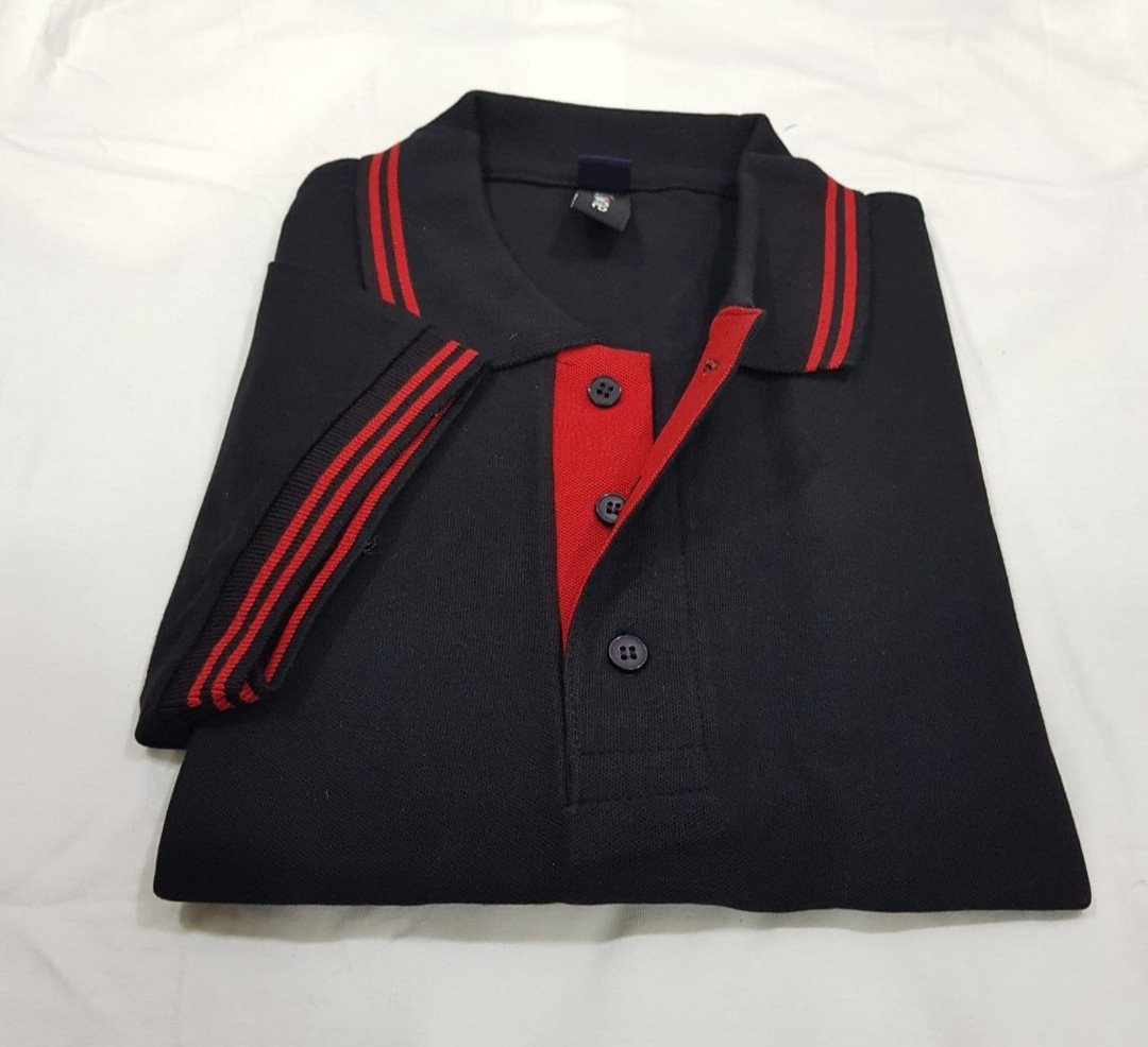 Chrome Double-Red Tipping 230 GSM Cotton T-Shirt - Black