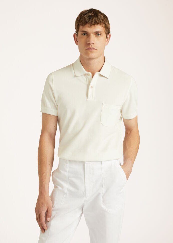 Milky White Polo Pocket T-Shirt – Cotton PQ