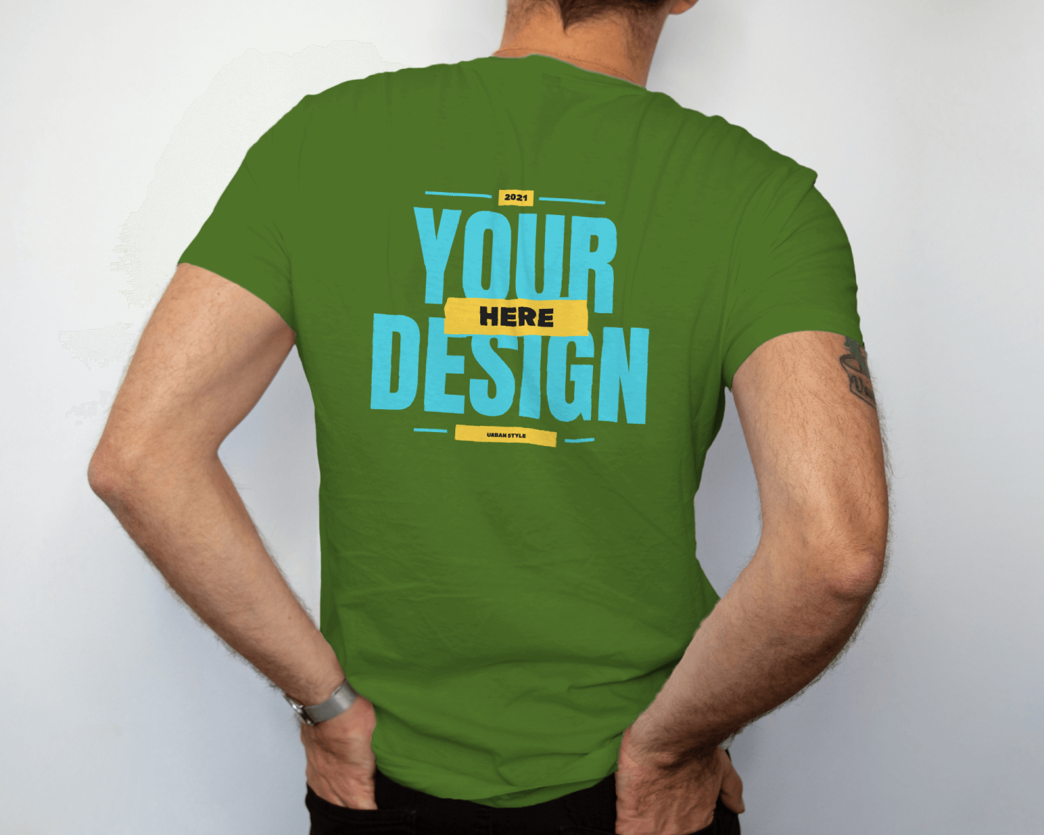Men's Customized Back print T-shirt - Dark Green
