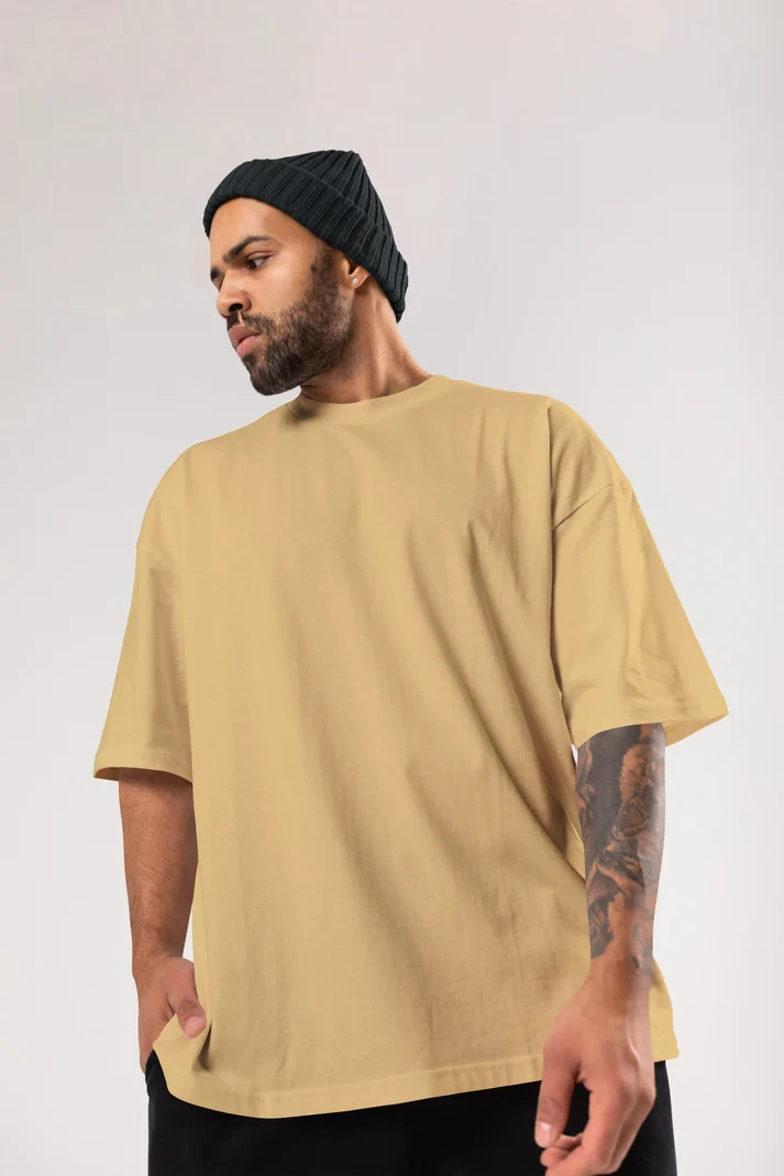French Terry cotton Oversize T-Shirt Manufacturer - Beige